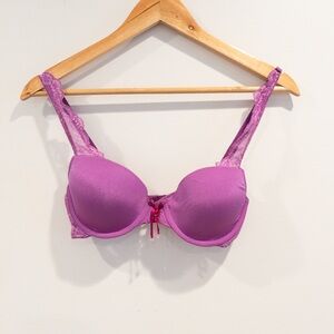 Victoria's Secret Purple Pink Lace & Ribbon Demi Bra 36B Fairycore Princess